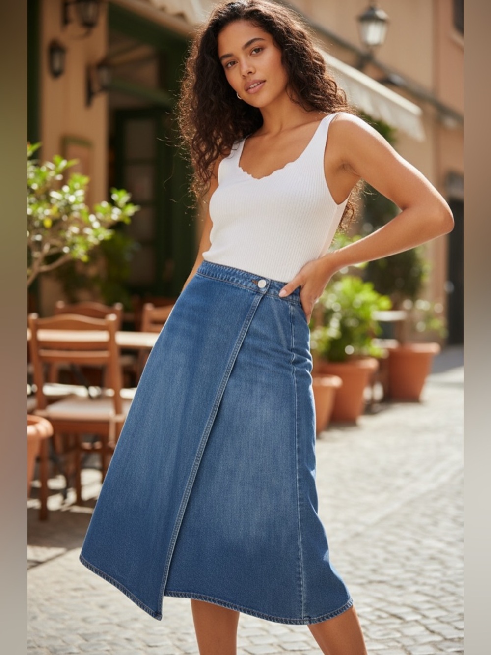 AMO Denim Marie Wrap Skirt Sz S